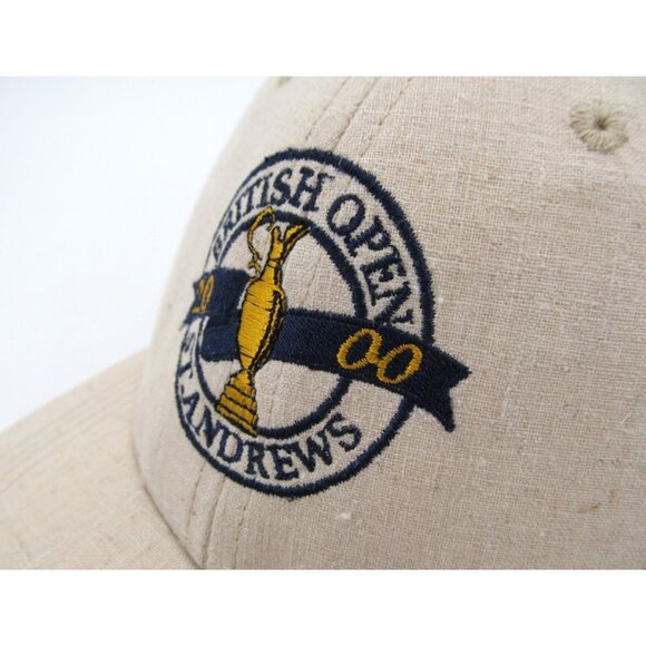 Vintage 2000 British Open Golf Hat St Andrews Beige Strapback USA Made NOS - Picture 7 of 13